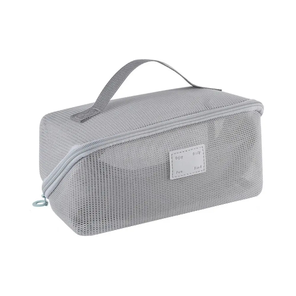 Portable Mesh Handheld Makeup Bag Lightweight Zipper Transparent Mesh Cosmetic Bag Square Large Capacity Cosmetic Cases