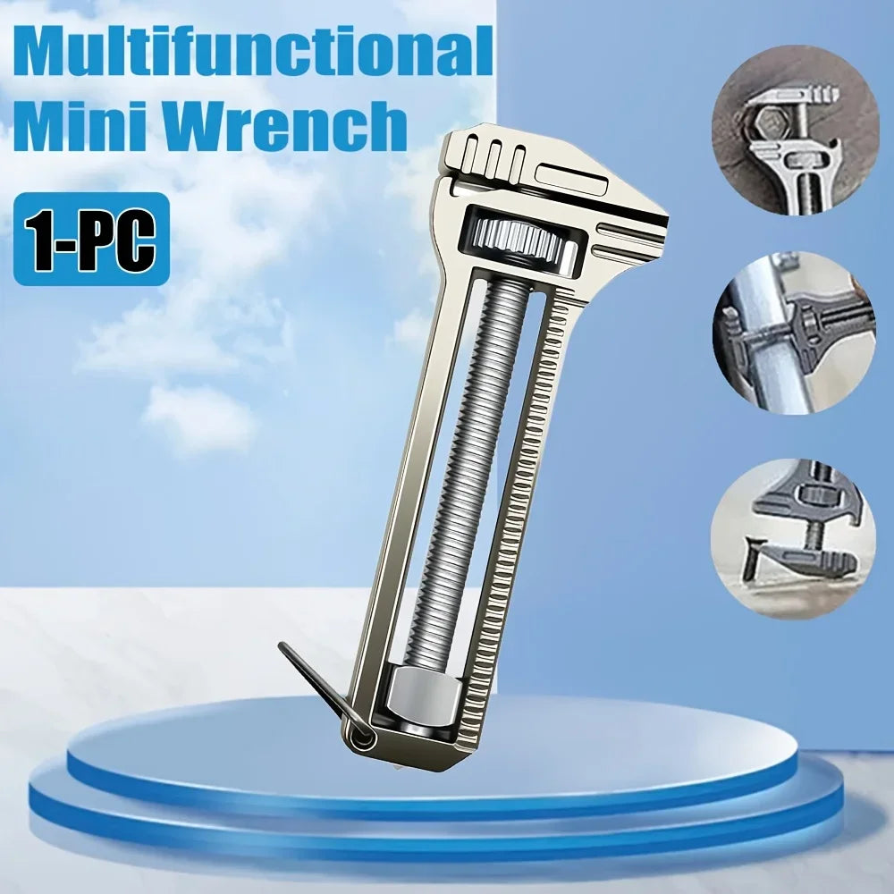 Multifunctional Mini Wrench,Adjustable Small Wrench,Caliper,with Window Breaker, Bottle Opener And Screwdriver Compact Tool