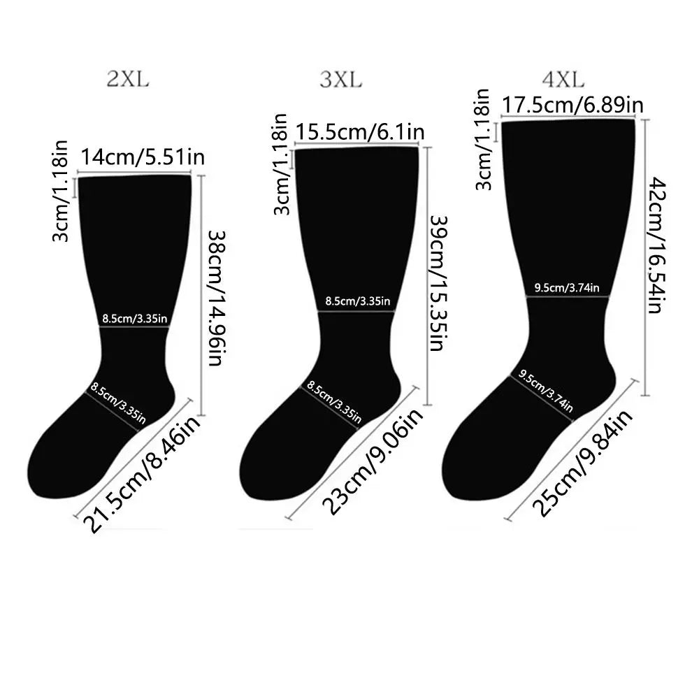 Plus Size Compression Socks Extra Wide Calf 2XL-4XL Knee High Stockings Circulation Swelling Support Soft Calves Leg Stockings