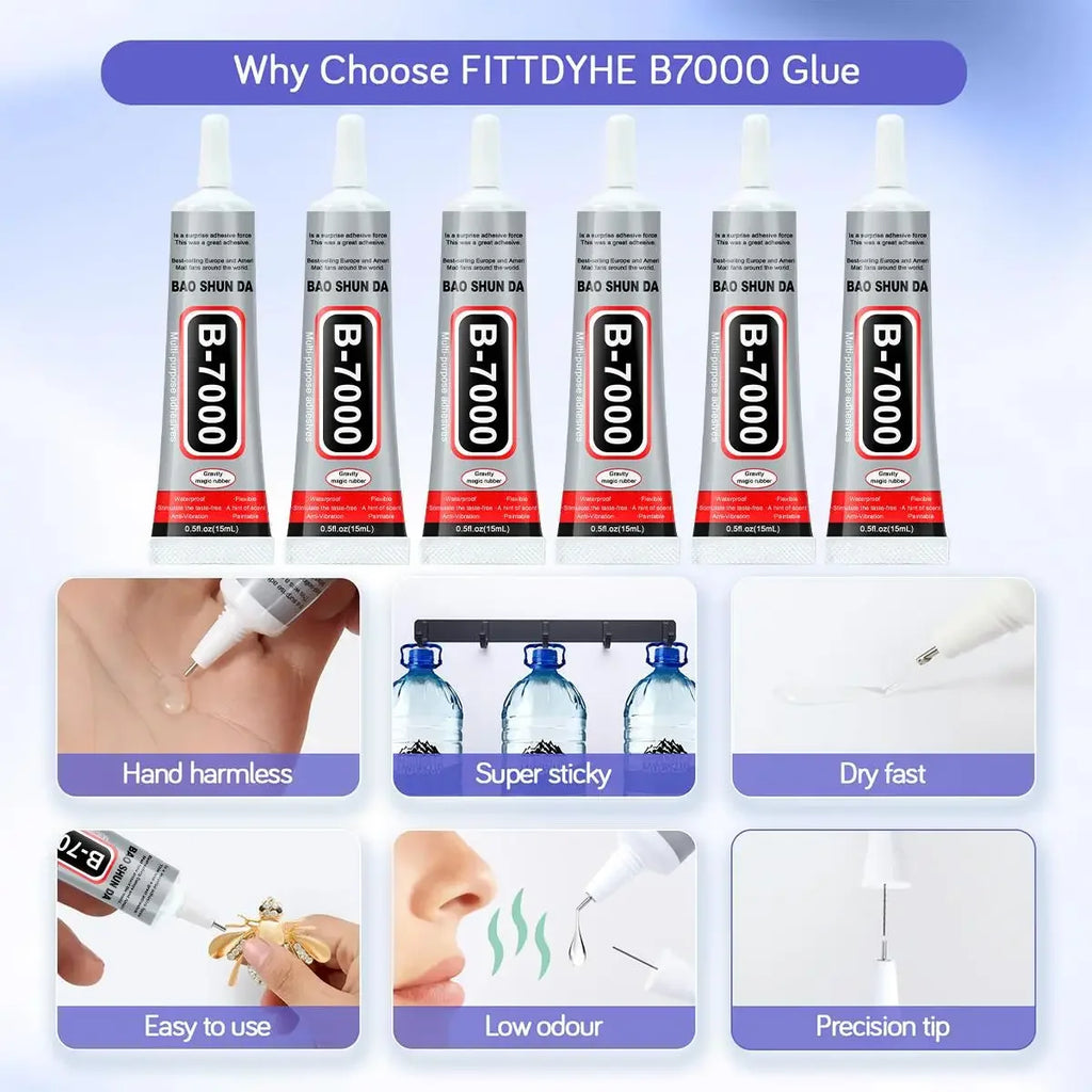1/2/3Pcs B7000 Transparent Epoxy Glue, Contact Phone Repair Adhesive Glass Plastic Universal DIY Glue , with Precision Tip,Multi