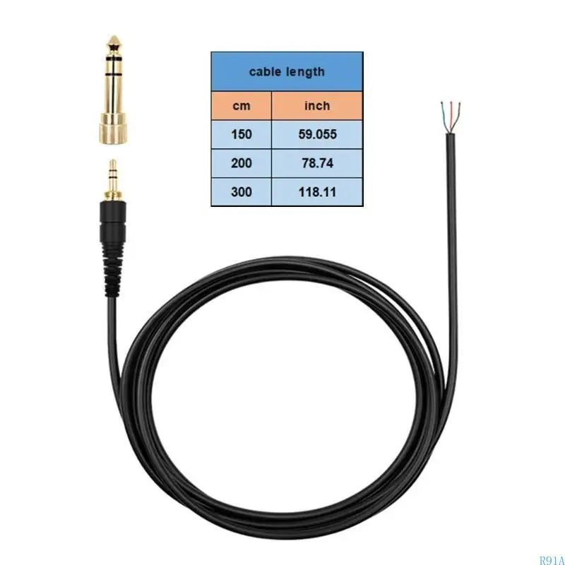 R91A Replacement Sound Cable 6.5mm for DT770 DT880 DT990 MDR-7506 Headphones Cord