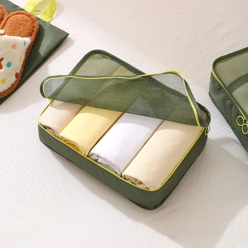 Dopamine Travel Storage Thickeneded Twill Cosmetics Bag Multi-Functional Portable Suitcase Seven-Piece Cosmetics Bag Waterproof, Can Be Used for Travel, Bedroom Storage, Suitable for Storing Cosmetics, Clothing, Toiletries, D