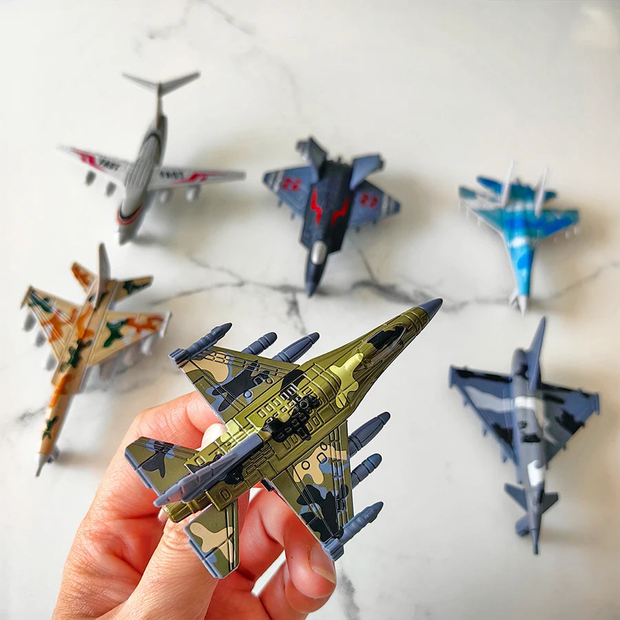 6pcs fighter plane combination toy children can coast home display collection decoration children birthday gift