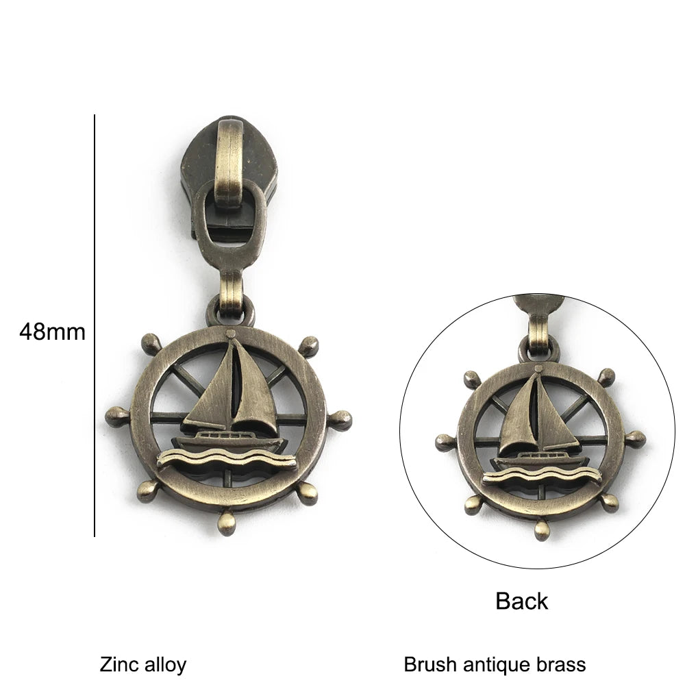 10/40/100PCS Sailboat/Sewing machine Shape 5# Nylon Zipper Puller Slider For DIY Garment Bags Shoulder Shoes Replace Accessories