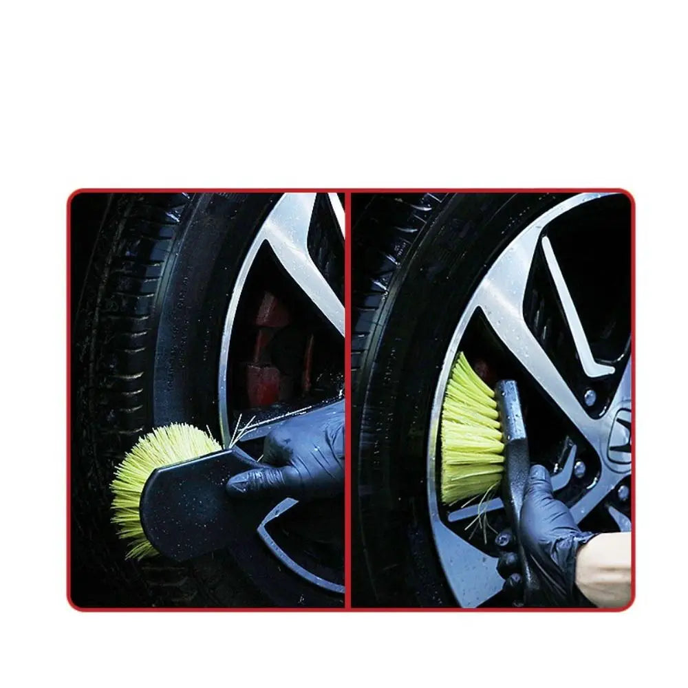 Soft Bristle Car Tire Brush Short Handle Durable Design Wheel Cleaning Brush Heavy Duty Ergonomic Handle Utility Scrub Brush