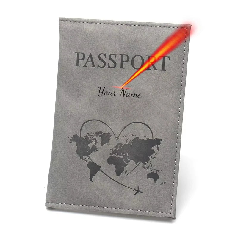Laser Engarving Name Passport Cover Travel Wallet Pu Case for Passports Passeport Personnalisé Names Number