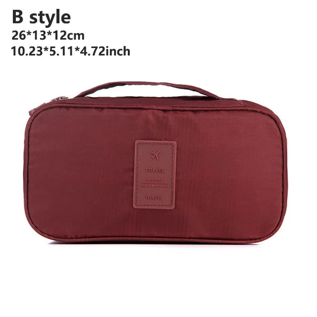 Women's Portable Multi-Layer Travel Lingerie Storage Bag Underwear Organizer Waterproof Divided Pouch for Socks & Bras Trip Case