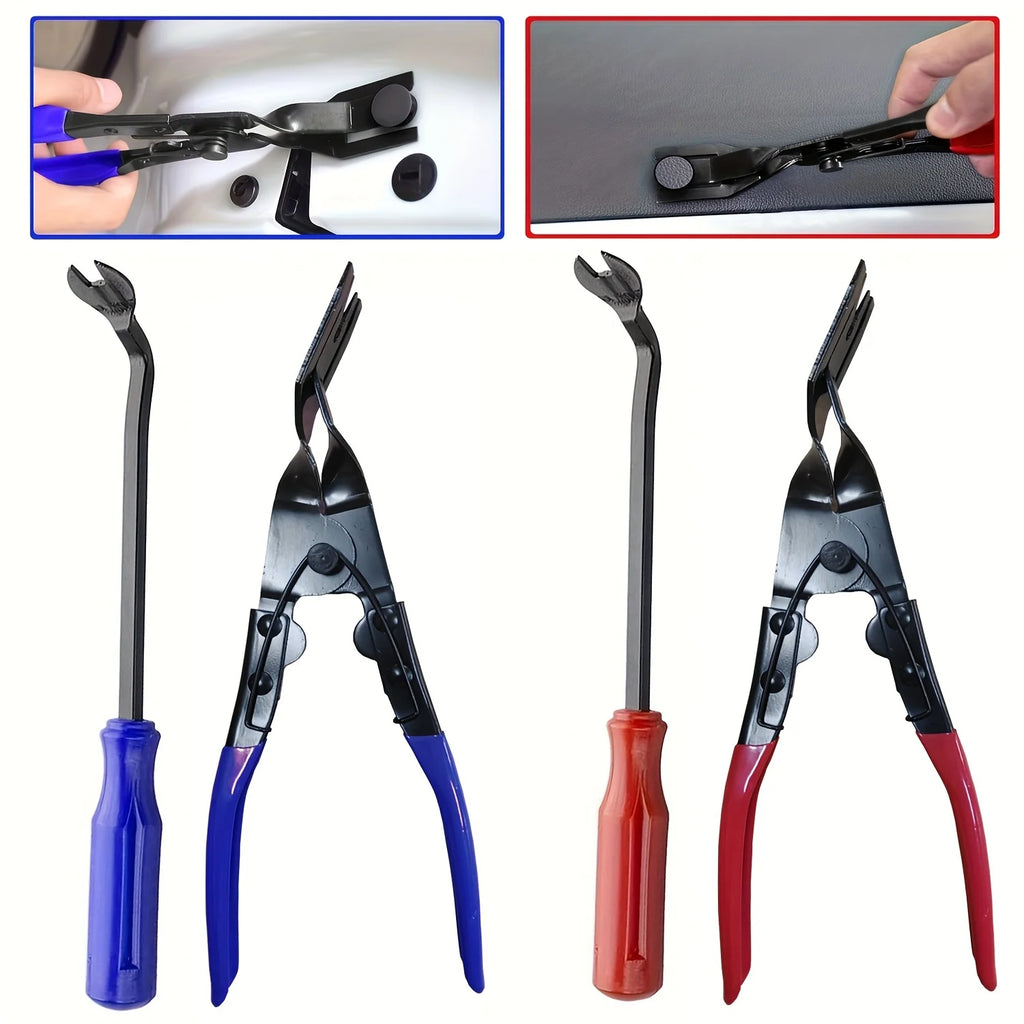 2Pcs Auto Fastener Trim Removal Tool Kit Repair Tools Car Disassembly Kit Clip Screwdriver Light Pliers Door Panel Tool Set