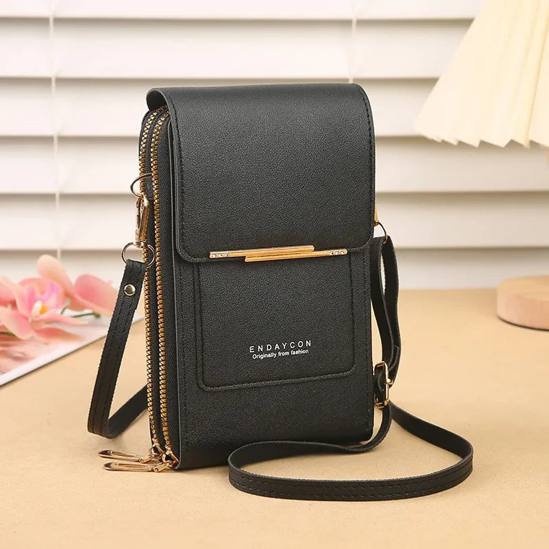 Crazy Bag Fashion Touch Screen Lock Cell Phone Bag Women's Mobile Phone Card Holder Crossbody Shoulder Bag