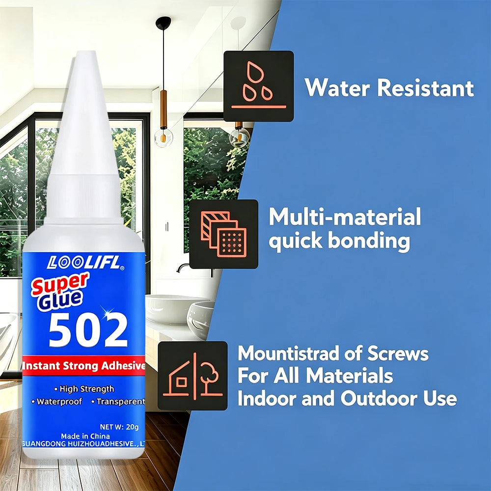Superglue High Strength Clear Waterproof Adhesive Multi-Purpose Repair Glue for Metal Plastic Ceramic Wood Jewelry Handcraft Fix