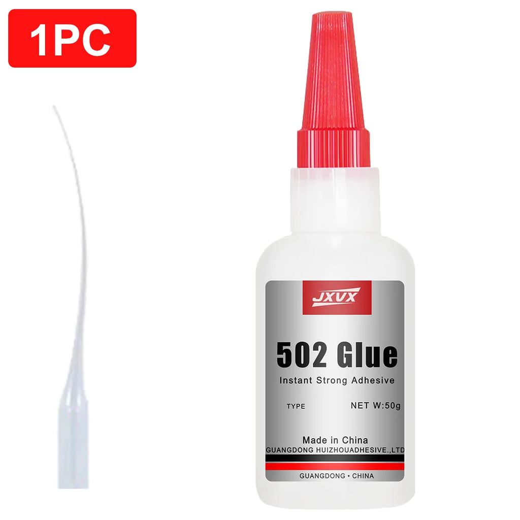 Jxvx 50g Large Capacity 502 Super Glue, Cyanoacrylate Adhesive, Instant Quick Drying Cyanoacrylate Adhesive, Leather, Rubber, Glass, Wood, Metal, Liquid Adhesive Tool, Super Strong Glue 502.