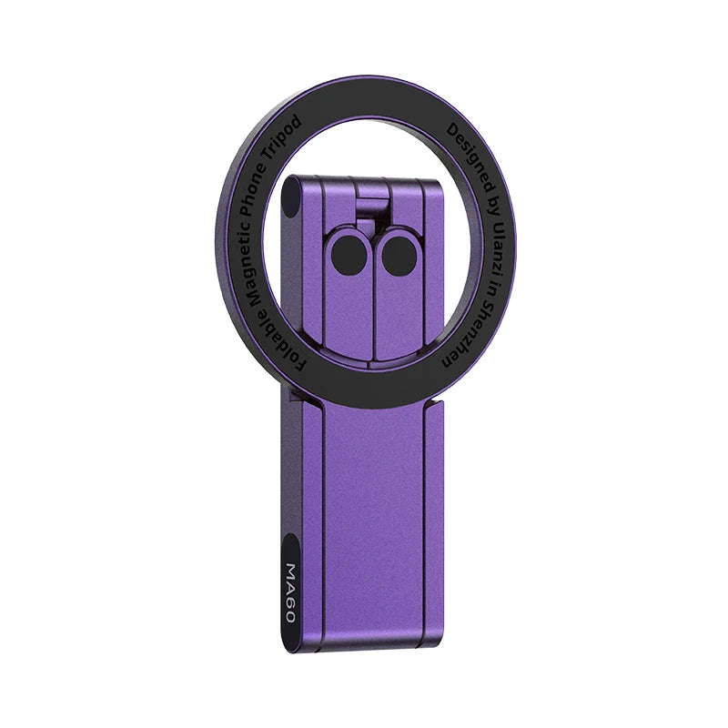 Ulanzi MA60 Foldable Magnetic Phone Tripod Handheld Selfie Phone Mount for iPhone 16 15 14 13 Android with Magnetic Ring