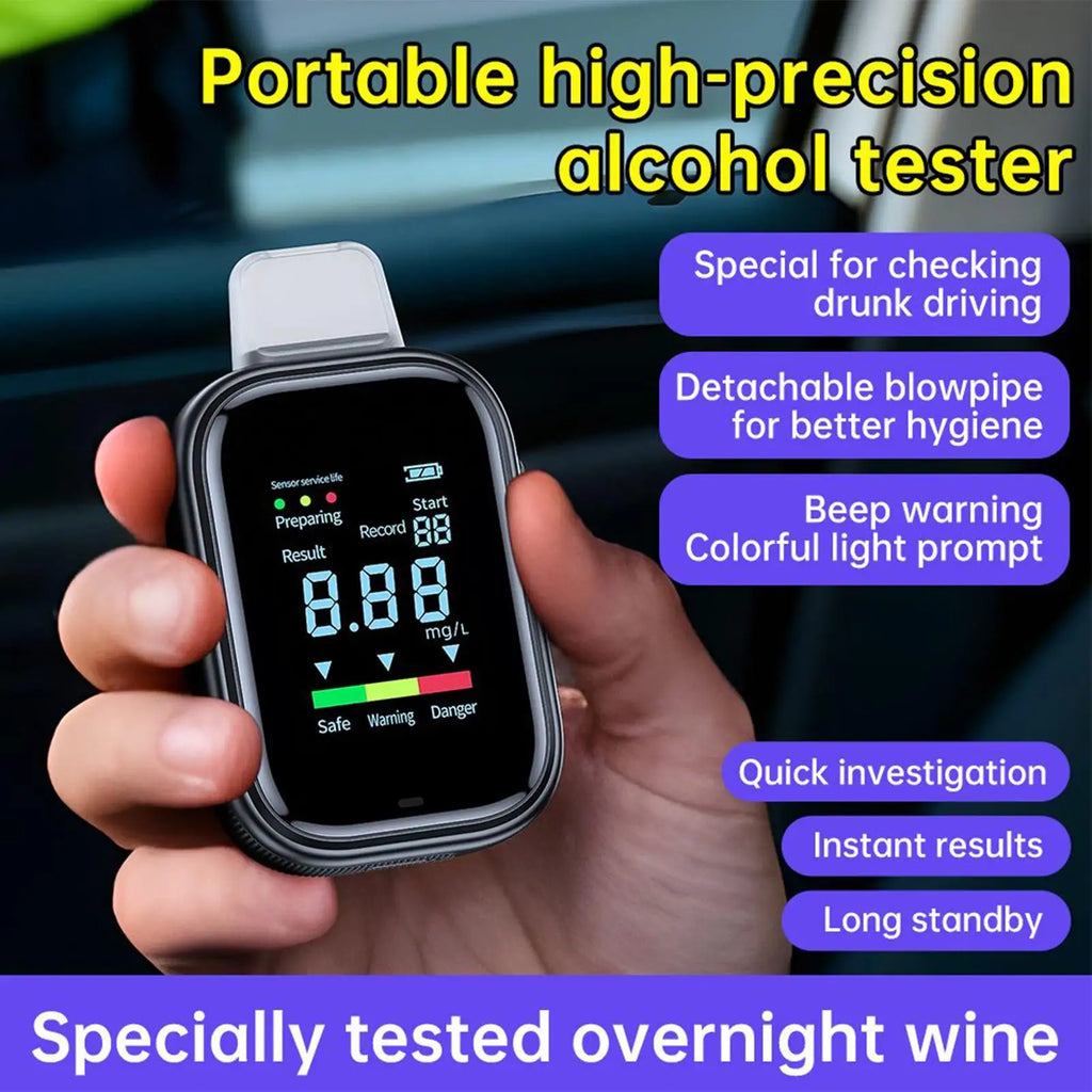 Portable Alcohol Tester Digital Breath Alcohol Tester Accurate Breathalyzer With LCD Display USB Rechargeable for Driving Car