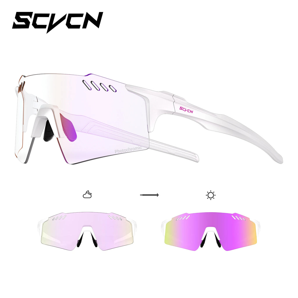 SCVCN Hiking Eyewear Fashion Rimless Cycling Glasss Outdoor Sports Running Drving Sunglasses for Men Goggles Mtb Bicycle 1 Lens
