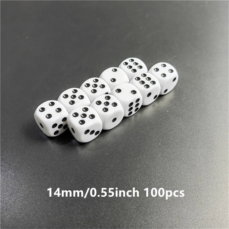 100Pcs/Lot 14/16mm Drinking Dice Acrylic Black Round Corner Hexahedron Dice Club Party Table Playing Games RPG Dice Set