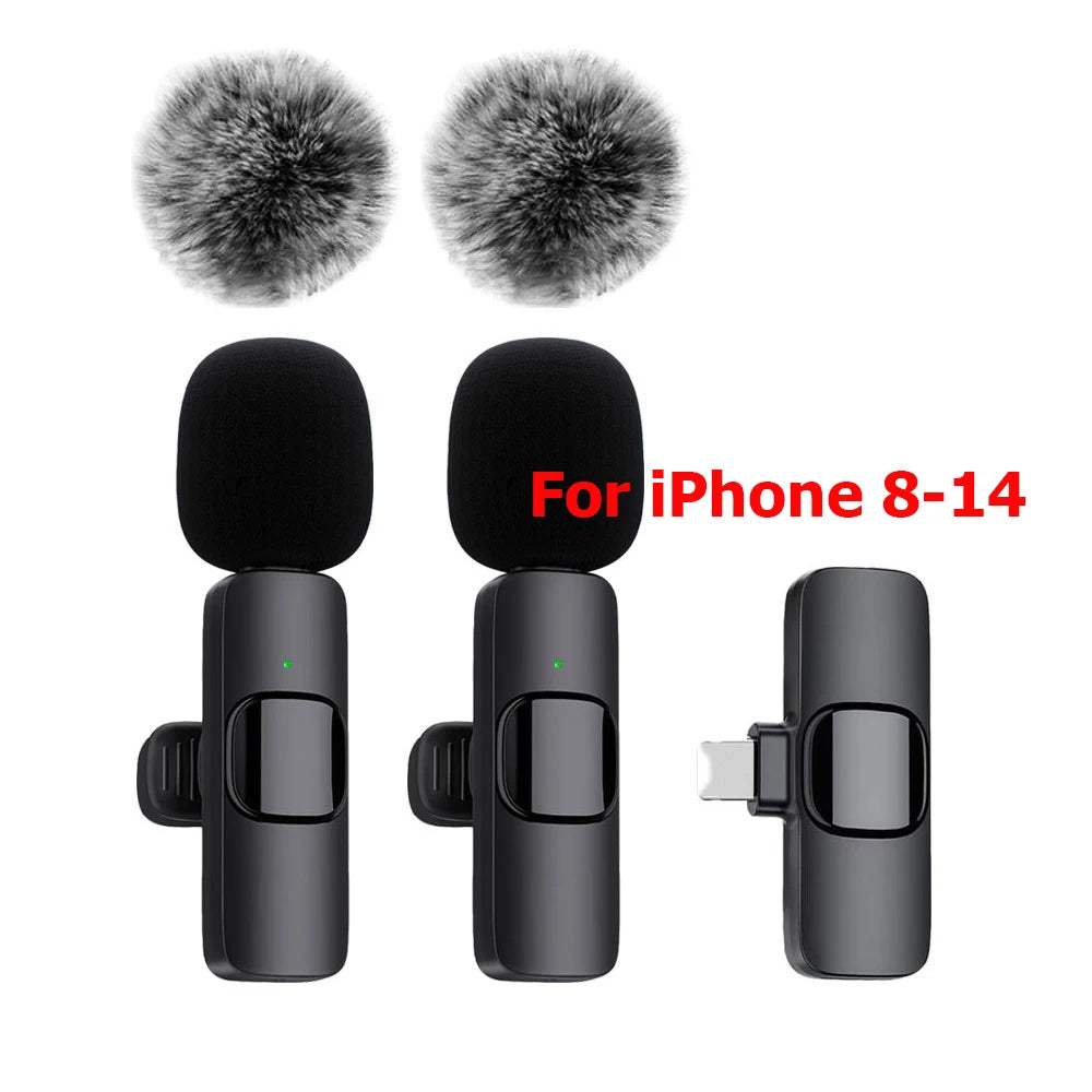 K60 Wireless Lavalier Microphone Mini Audio Video Recording Mic For iPhone Android Laptop Live Gaming Mobile Phone Microphone
