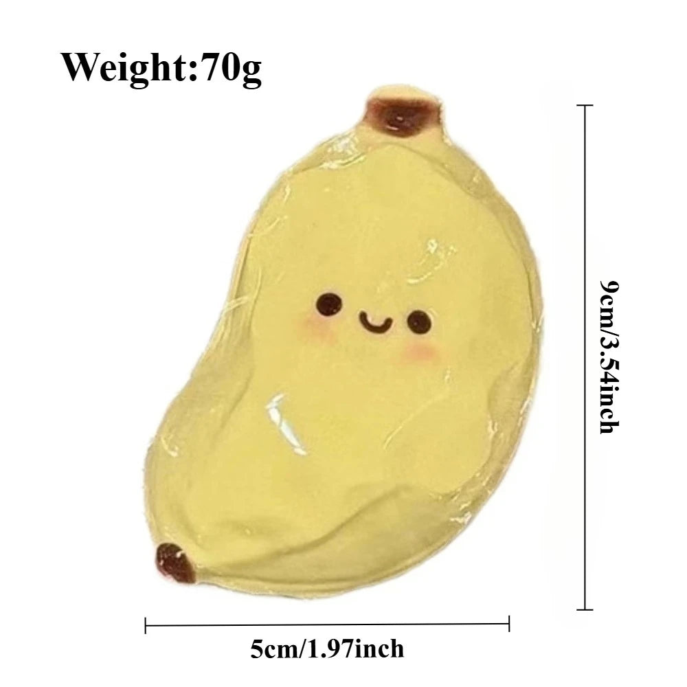 Taba Squishy Banana Squeeze Toy - Cute Stress Relief Fidget Sensory Toys for Kids Adults Soft Fake Food Prank Gift for Birthday