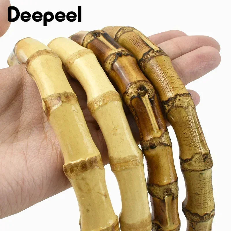 2/4Pcs Deepeel 12cm Natural Bamboo Bag Handles for Women Handbag Handle Purse Frame DIY Handmade Making Bags Replace Accessories