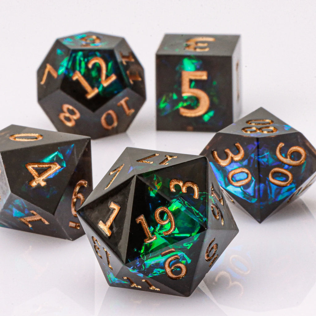DnD Handmade Resin Dice, Polyhedral Dice Set for Dungeons and Dragons, D and D Dice, Sharp Edged Resin D&D Dice, D20 Dice