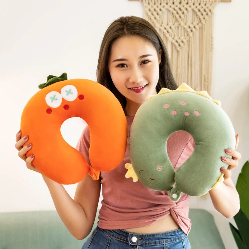 U-shaped Pillow Adult Children Travel Pillow Soft Short Plush Cartoon Portable Outdoor Nap Flight Neck Pillow Nursing Cushion