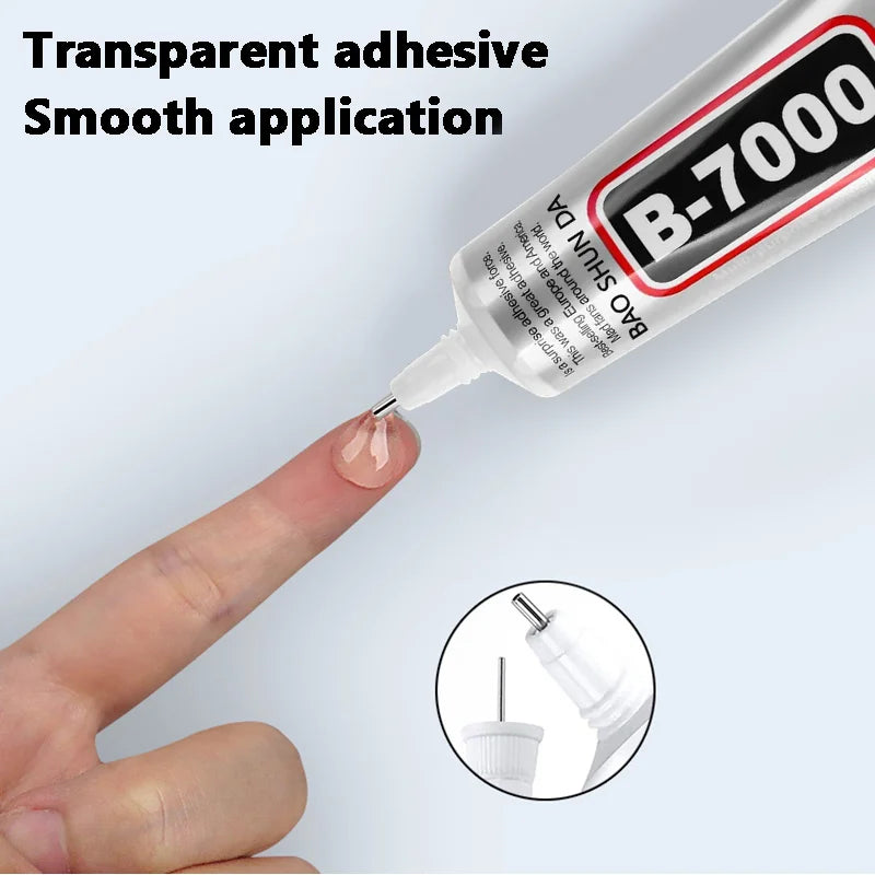 15ML 50ML 110ML B-7000 Clear Contact Universal Glass Plastic DIY Glue B7000 with Precision Applicator Glue B-7000 Mobile Phone Screen High-Strength Waterproof Adhesive Includes precision tweezers.