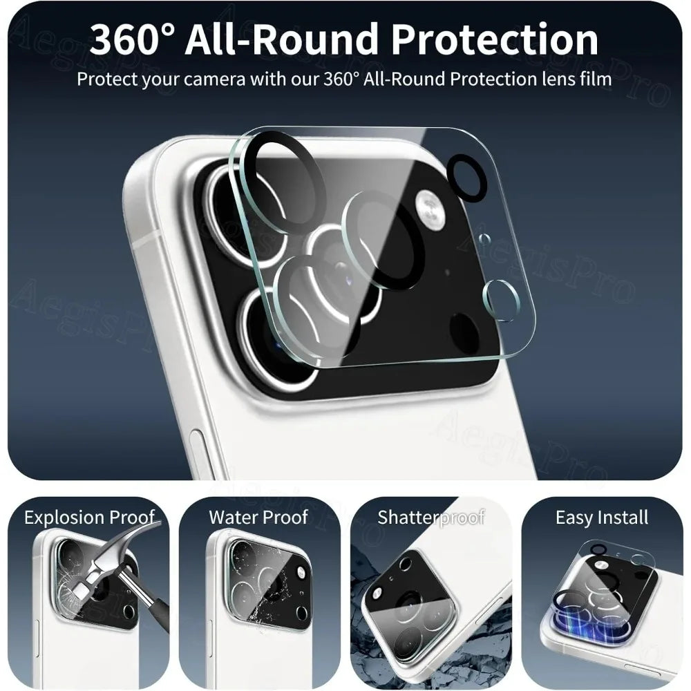 3PCS Camera Lens Tempered Glass for IPhone 17 Pro Max Air 16ProMax HD Clear Lens Protective for iPhone 15 14 13  12 11 Pro Glass