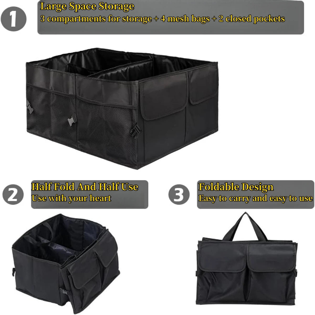 Big Capacity Collapsible Car Storage Box Trunk Cargo Case Repair Tools Holder Auto Organizer Automotive Accessories Universal