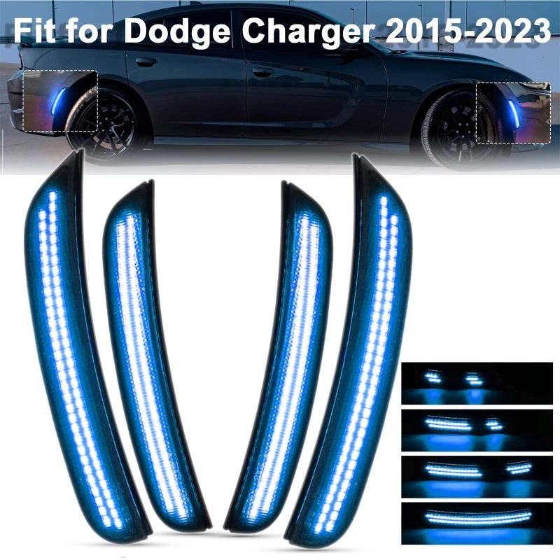 4Pcs/set LED Side Marker Light Front Rear Bumper Fender Lamp for Dodge Charger 2015-2023