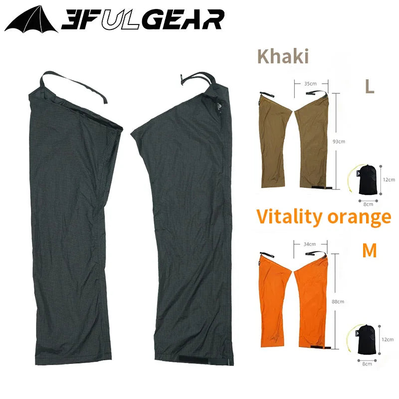 3F UL GEAR Outdoor Waterproof Leg Cover Approximately 79g with Adjustable Rain Proof Wear Resistant Tear Resistant Portable