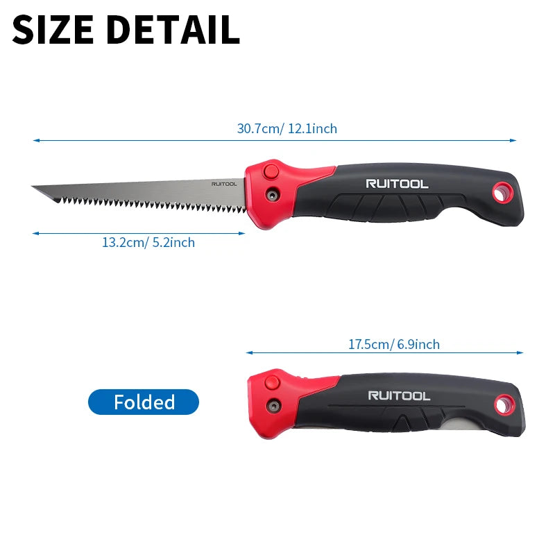 6 Inch Folding Drywall Saw Steel Blade Manual Jab Hand Saw Portable Folding Design for DIY Projects Cutting Drywall