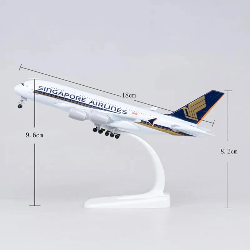 Metal Aircraft Airliner Model 20cm 1:400 Singapore Airlines A380 Metal Replica Alloy Material Aviation Simulation Toys Boy Gift