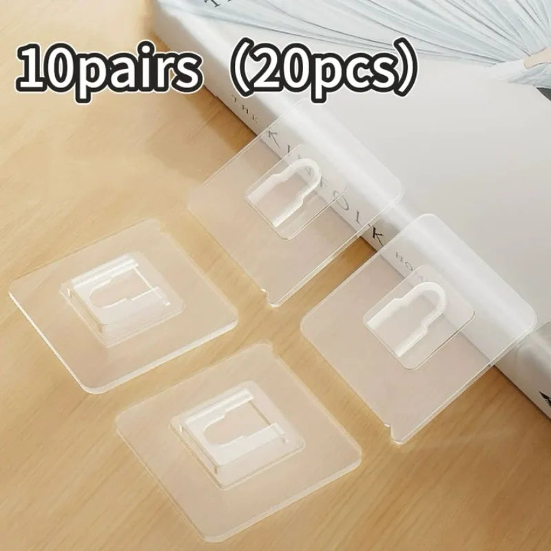 1-100Pairs Double-Sided Self Adhesive Wall Hooks Strong Sticky Transparent Traceless Kitchen Bedroom Wall Hook Storage Holders