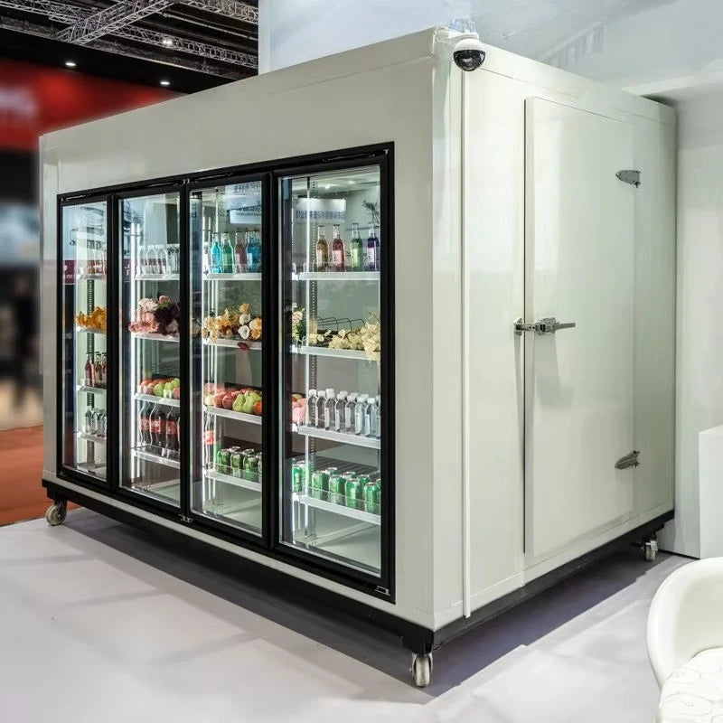 Glass Door Walk in Cold Storage Room Commercial Display Cooler Energy Efficient for Food Lab Kitchen Storage Custom