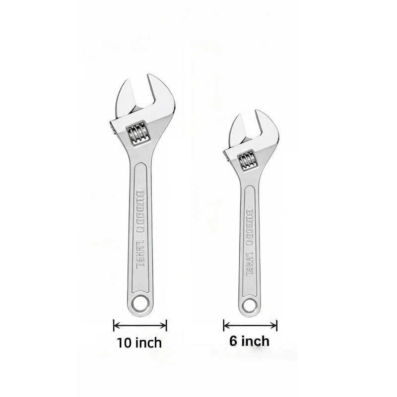 Adjustable Wrench Large Openin Long Handle Universal Spanner Clamp Steel Mechanical Workshop Hand Repair Tools 6/8/10/12 inchs