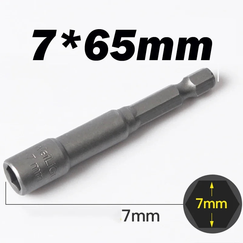 Hongtu 1Pcs Magnetic Hex Socket Driver - Chromium-Vanadium Steel, Hex Shank, Impact-Ready, 6~23mm Nut Socket Wrench Bit