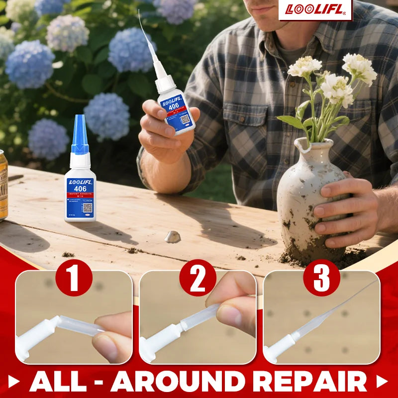 1-3pcs 406 Super Glue 20g Instant Quick-drying Cyanoacrylate Adhesive Leather Rubber Wood Metal Strong Bond Liquid Glue DIY Tool