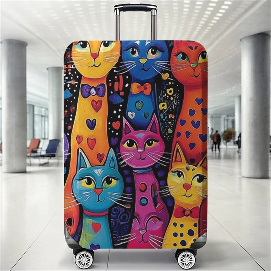 Colorful Rainbow Cat Shadow Pattern Luggage Protective Cover, suitable for 18-32 inch luggage covers, luggage handle gloves, tra