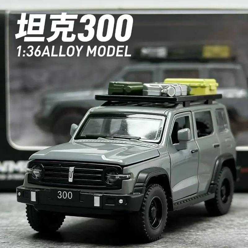 1:36 Scale Tank 300 Alloy Diecast Model Premium Off-Road Vehicle with Detailed Wheels for Collection Gift Ornament Display