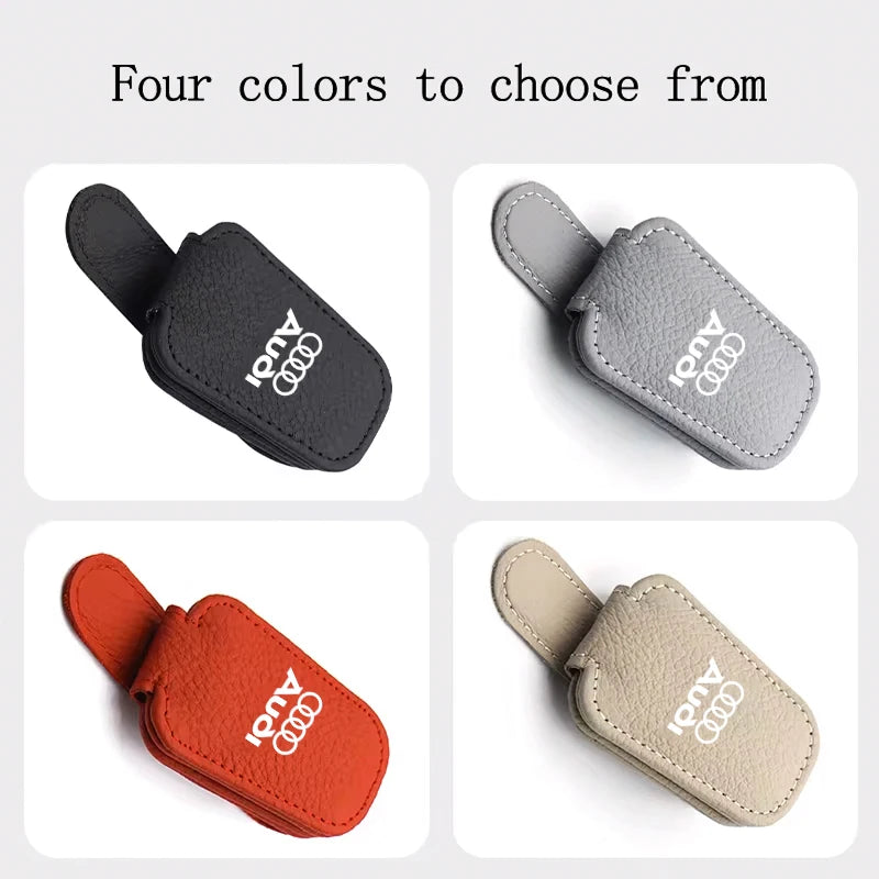 Car Leathers Glasses Clip Sun Visor Sunglasses Card Box For Audi Sline Q1 Q2 Q3 Q4 Q5 Q6 Q7  A4 A3 A6 TT S4 S5 S6 A1 A2 A5 A7 A8