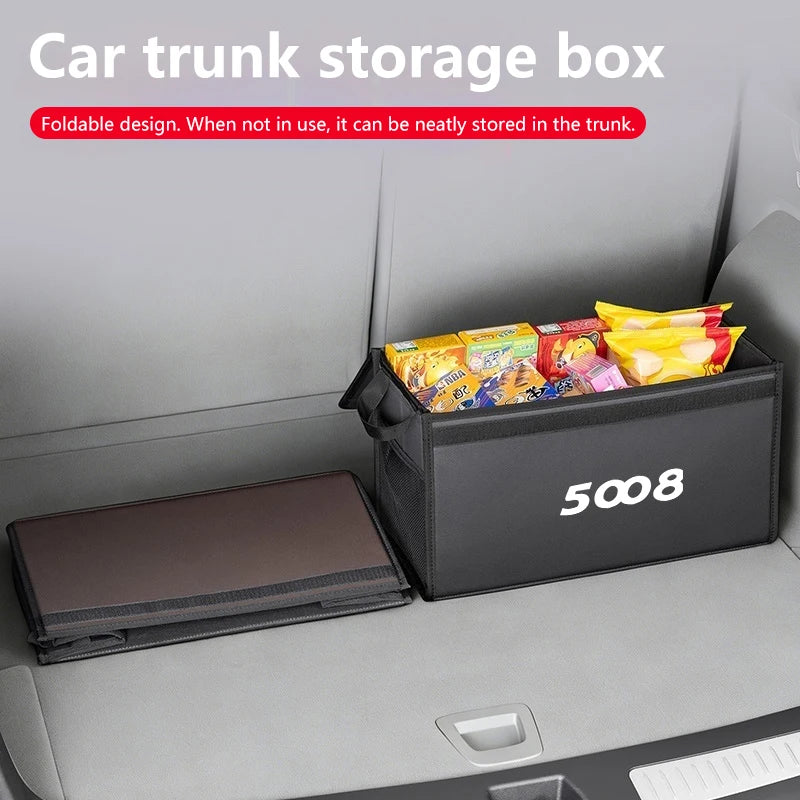 Car Trunk Foldable Storage Box For Peugeot 5008 2016-2025 Multi-Functional Folding Storage Bag Auto Interior Storage Accessories