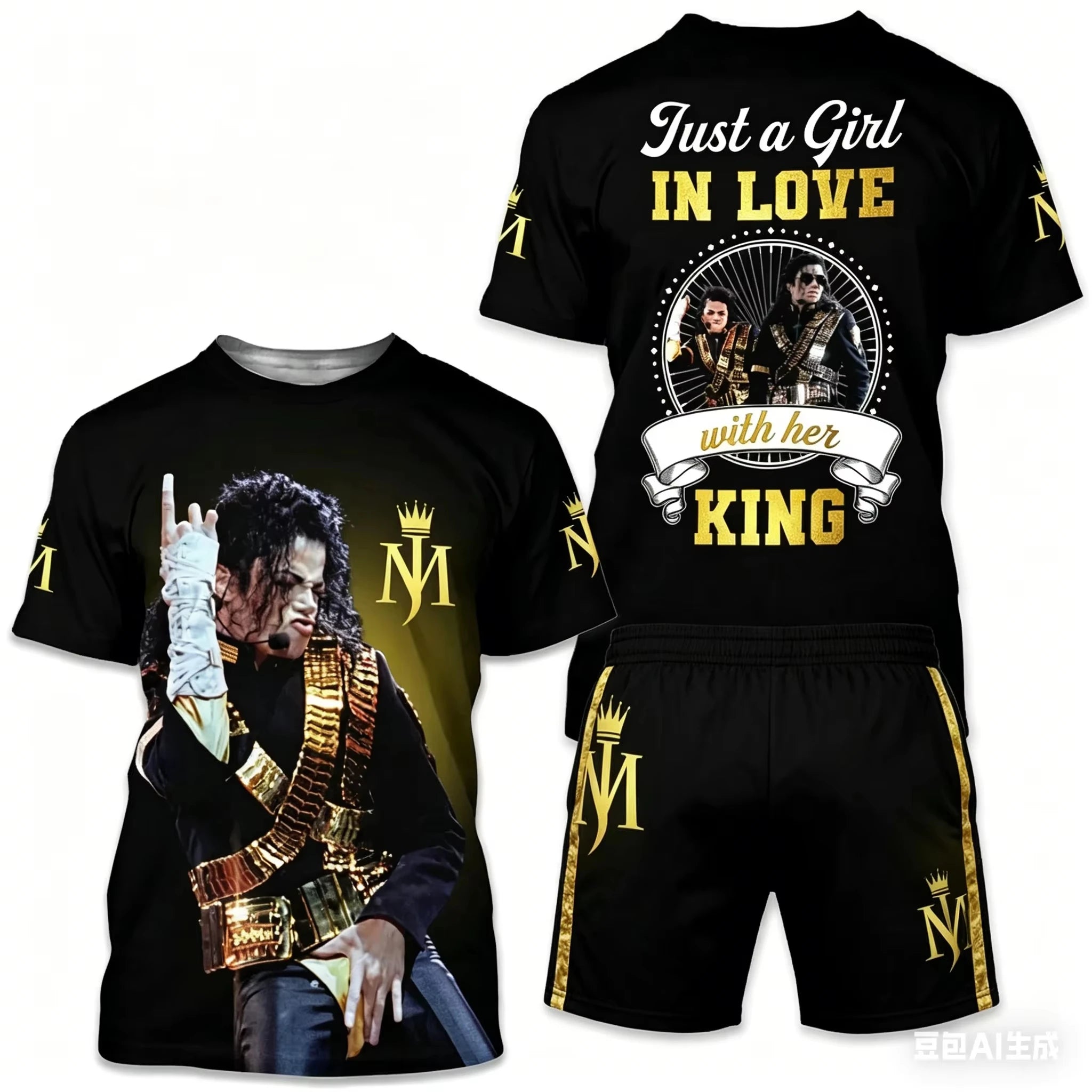 New Men's Summer Two-Piece Set Men's T-Shirt Top Shorts Set Men's Round Neck 3D T-Shirt Loose Casual