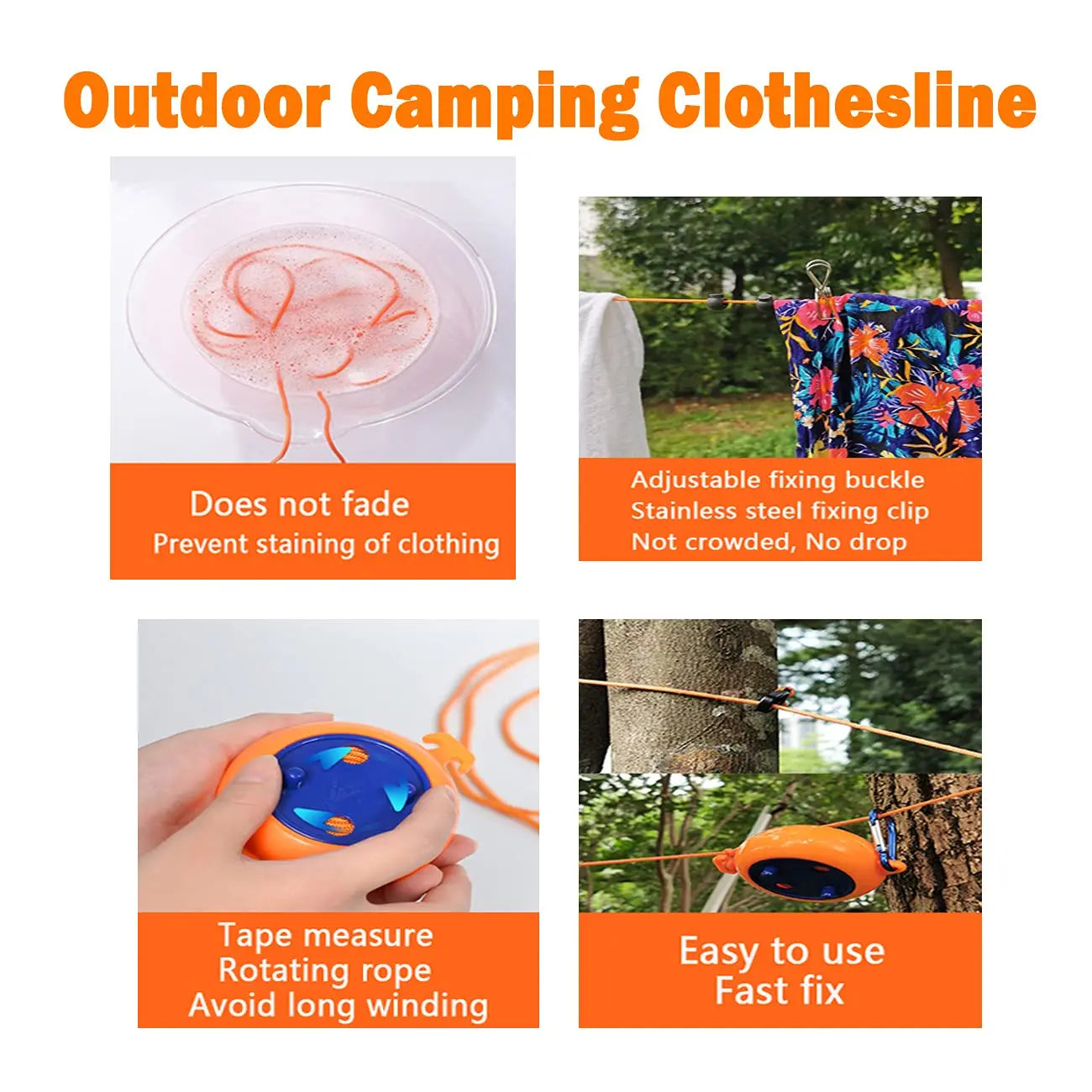 1PC Portable Retractable Clothesline Outdoor Travel Camping Hotel Windproof Anti-slip 10M Laundry Hanger Drying Rope Accessories