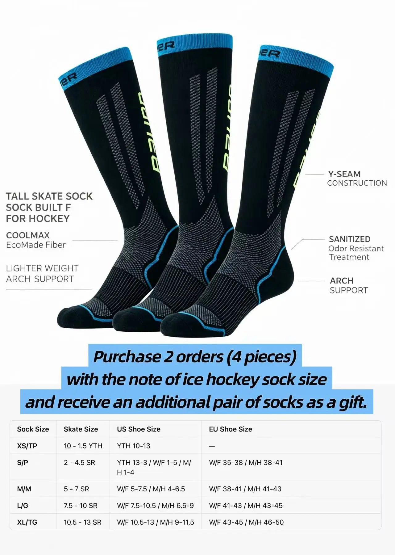[2-Pack] Ft9  Ice Hockey Sticks Sky blueUltra-Light Carbon Fiber P29 And P28 Ice Hockey Stick 【No warranty】