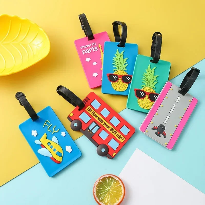 Cartoon Fruit Style Pattern Information Anti-Lost Suitcase Name Id Tags  Silicone Luggage Tag Travel Case Identification Label