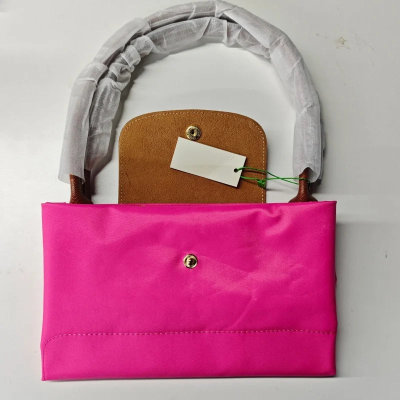 Classic Foldable Stray Bag Handbag Nylon Bag, Embroidered Design for Women