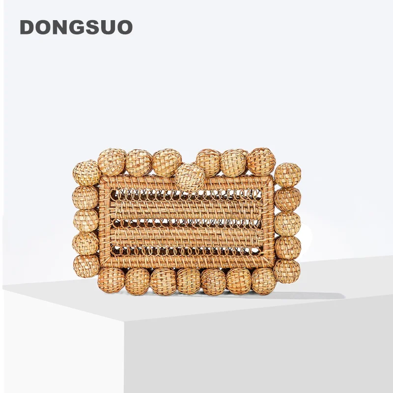 Women natural cane bag Rattan clutch Bag For luxury Wedding Party Purse summer beach Wicker Handbag Designer 2024 new