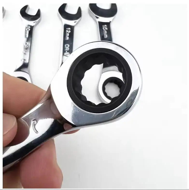 Short handle adjustable head ratchet wrench mini fast ratchet wrench labor-saving auto repair hardware dual-purpose wrench tool