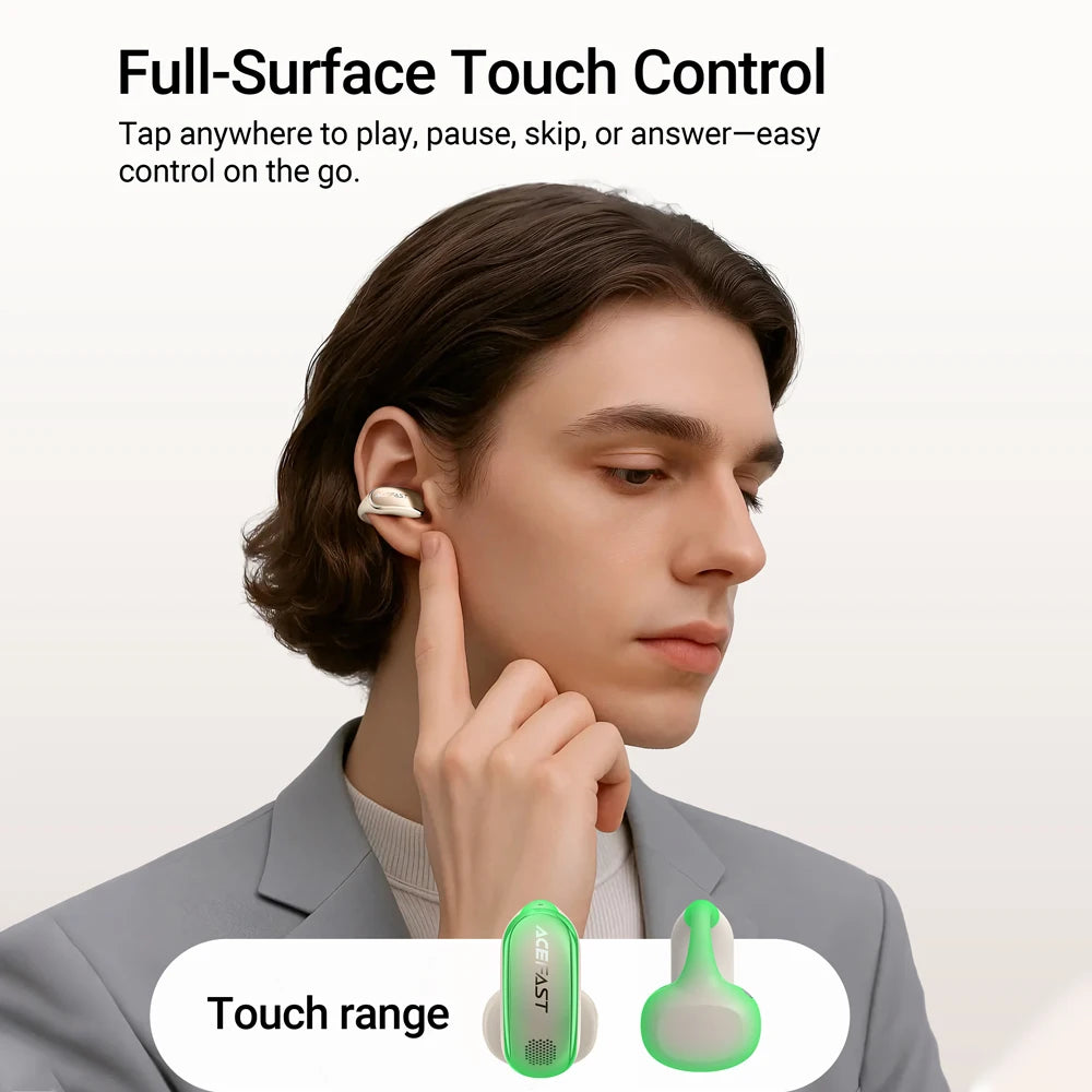 ACEFAST FA006 Open-Ear Clip Wireless Bluetooth 5.4 Earbuds & Dual Mics Call Noise Reduction SBC AAC Music Sports Sound Earphones