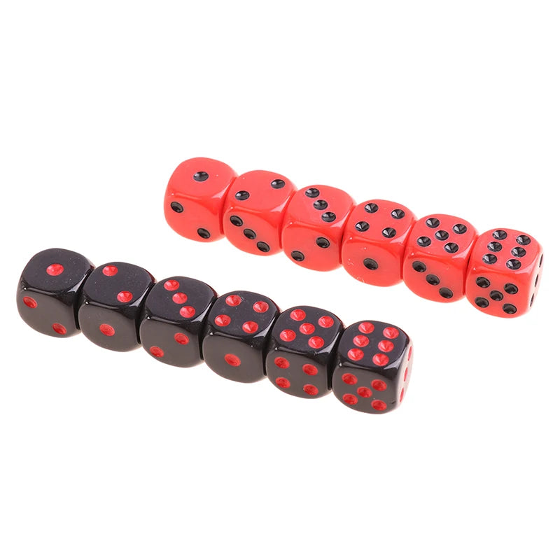 10Pcs High Quality 16mm Red Black Six Sided Spot D6 Playing Games Dice Set Opaque Dice For Bar Pub Club Party Board Game