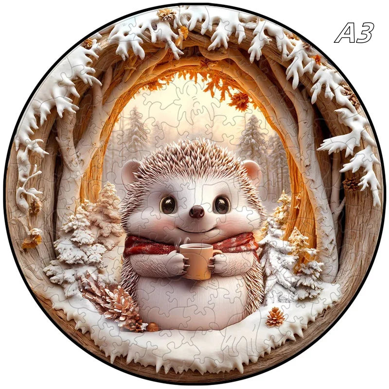 3D Mushroom Village Wooden Jigsaw Puzzle Montessori Games Puzzles Animal Toy for Adults Kids Exquisite Pattern Birthday Gift